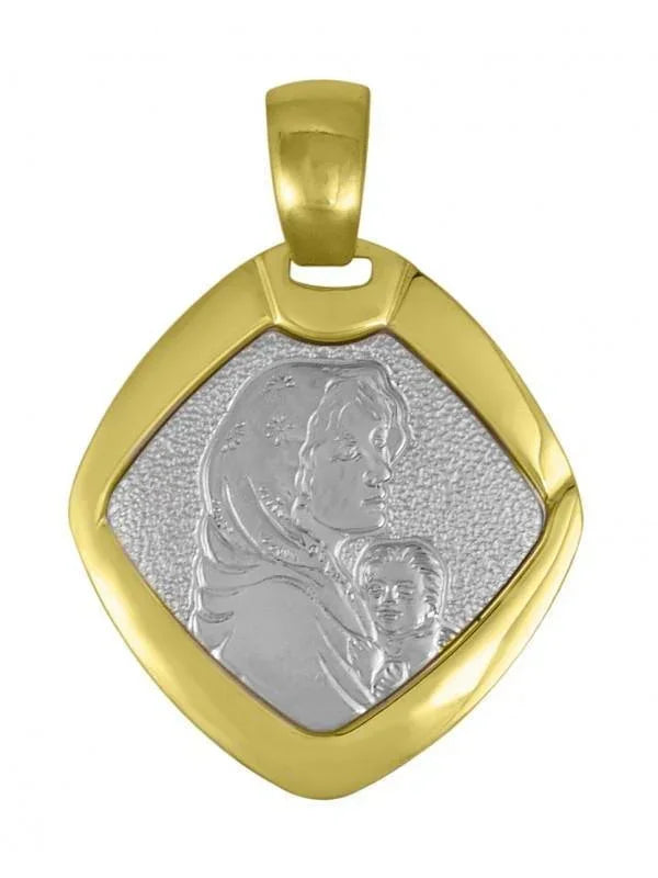 18 Karat Two Tone Solid Madonna Gold Medalion.