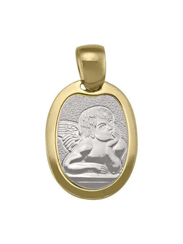 18 Karat Two Tone Solid Angel Gold Medalion