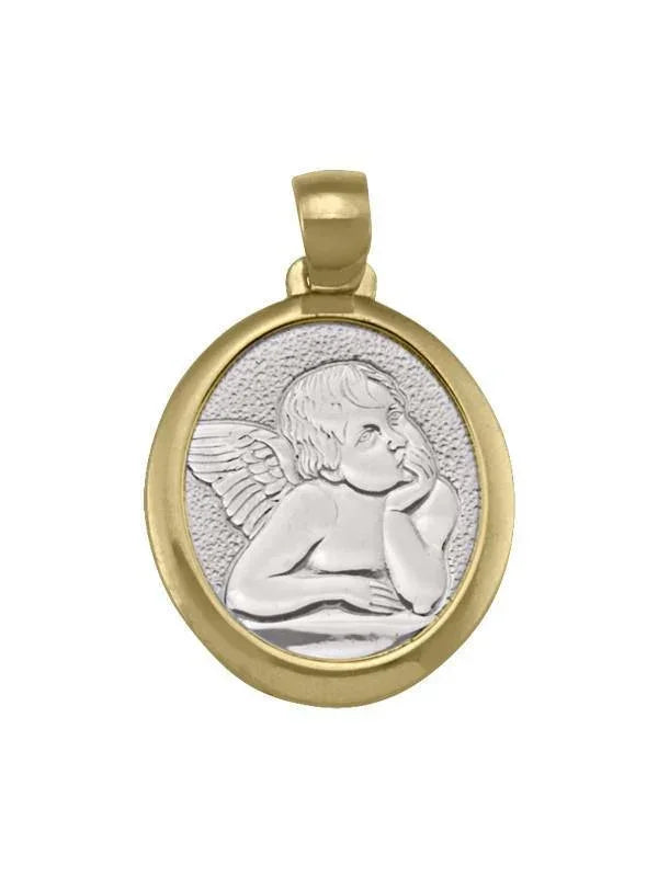 18 Karat Two Tone Solid Angel Gold Medalion