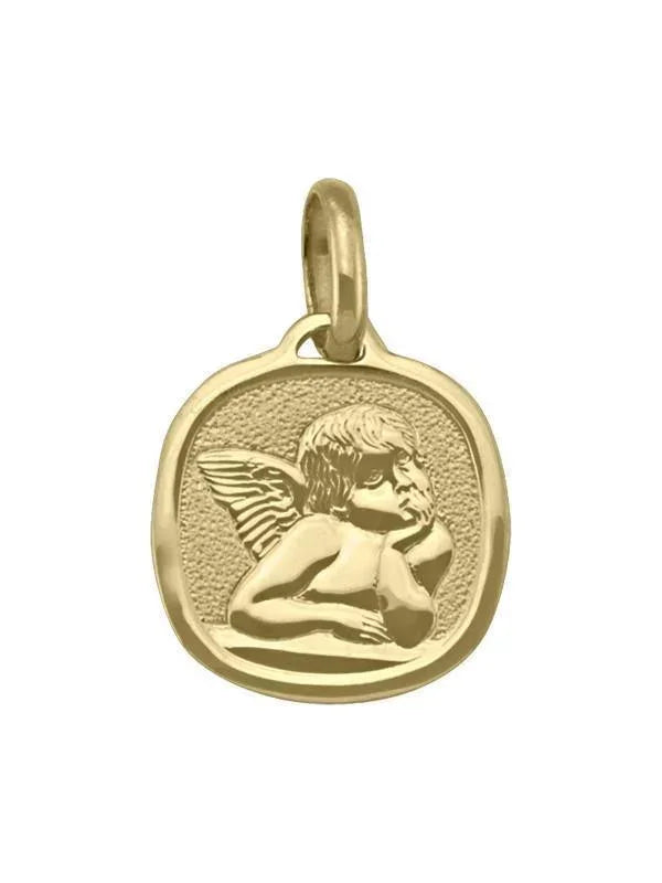 10, 14, 18 Karat Yellow Gold Solid Angel Medallion