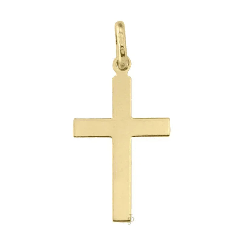 10, 14, 18 Karat Yellow Gold Religious Italian Classic Flat Cross