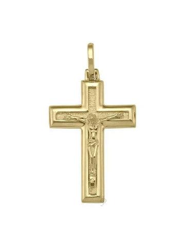 10K, 14K, 18K Yellow Gold Religious Italian Cross with Crucifix