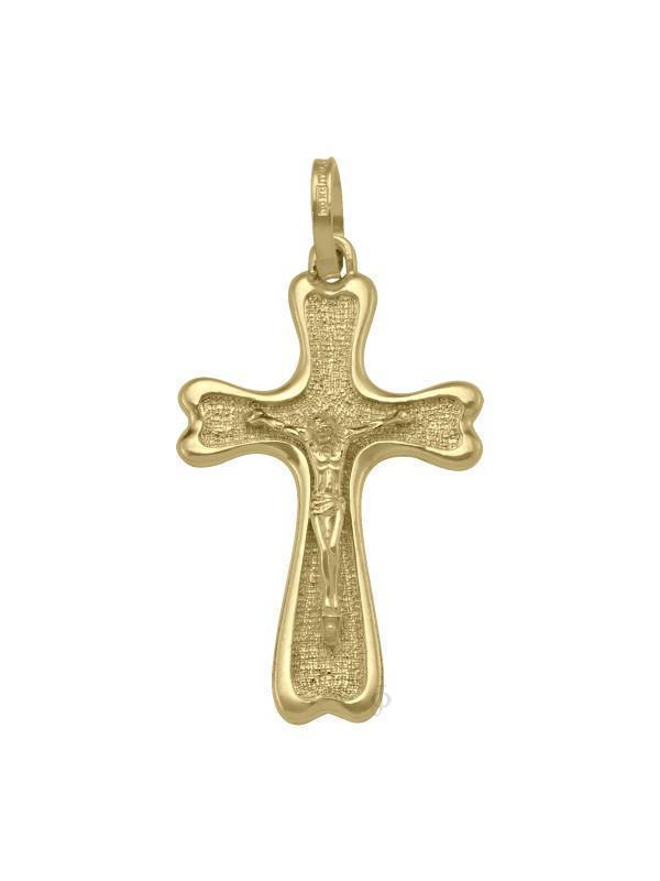 10K, 14K, 18K Yellow Gold Solid Religious Italian Cross with Crucifix