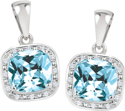 December Birthstone Earring with Diamond Accent set in Sterling Silver