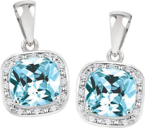 December Birthstone Earring with Diamond Accent set in Sterling Silver