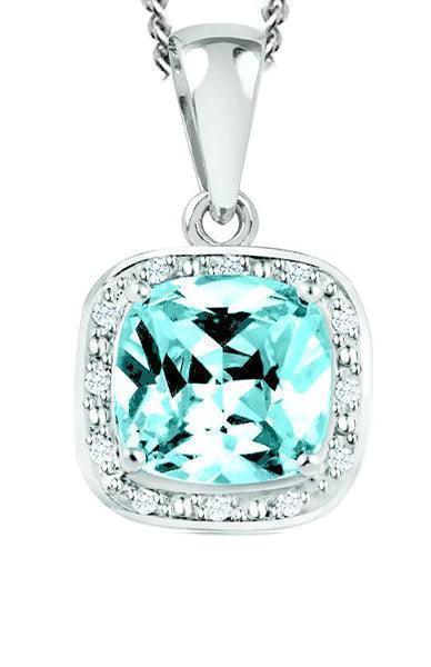 December Birthstone Pendant with Diamond Accent set in Sterling Silver