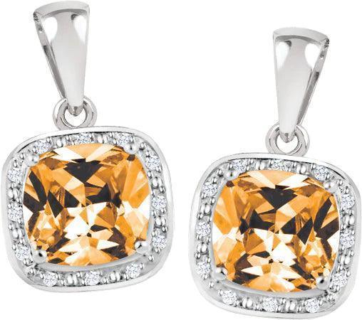 November Birthstone Earring with Diamond Accent set in Sterling Silver
