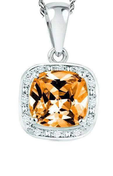 November Birthstone Pendant with Diamond Accent set in Sterling Silver