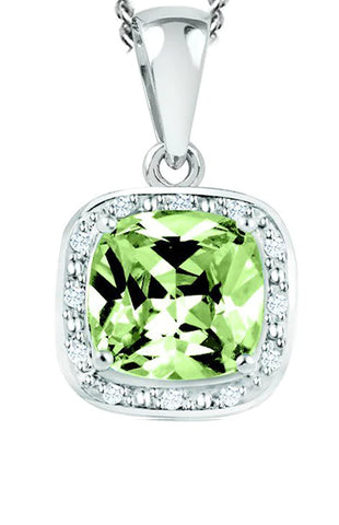 August Birthstone Pendant with Diamond Accent set in Sterling Silver