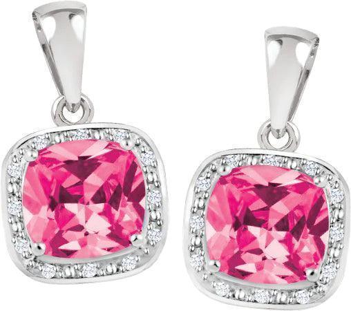 October Birthstone Earring with Diamond Accent set in Sterling Silver