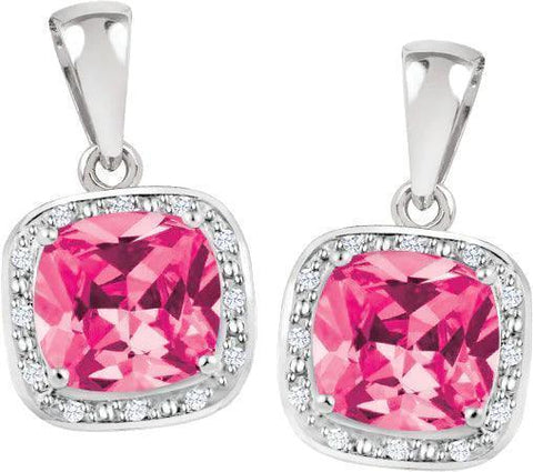 October Birthstone Earring with Diamond Accent set in Sterling Silver