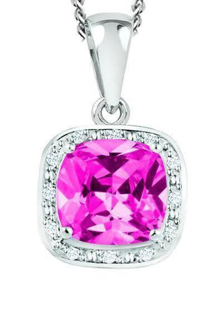 October Birthstone Pendant with Diamond Accent set in Sterling Silver