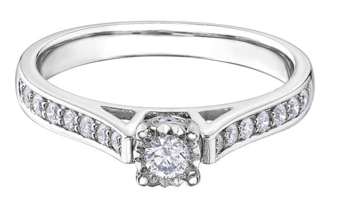 10K White Gold 0.30TDW Diamond Classic Illusion Set Engagement Ring