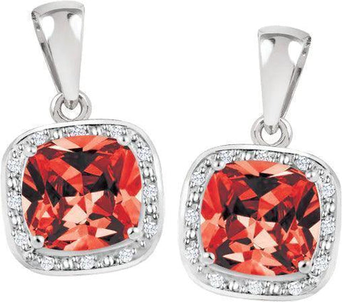 July Birthstone Earring with Diamond Accent set in Silver Silver