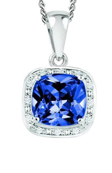 September Birthstone Pendant with Diamond Accent set in Sterling Silver