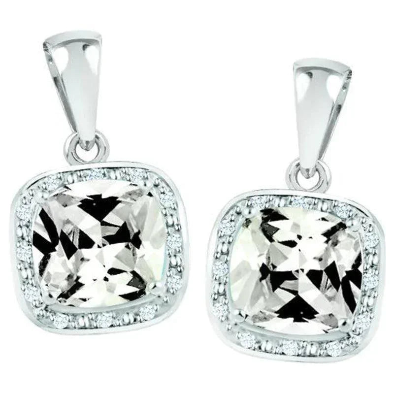April Birthstone Earring with Diamond Accent set in Sterling Silver
