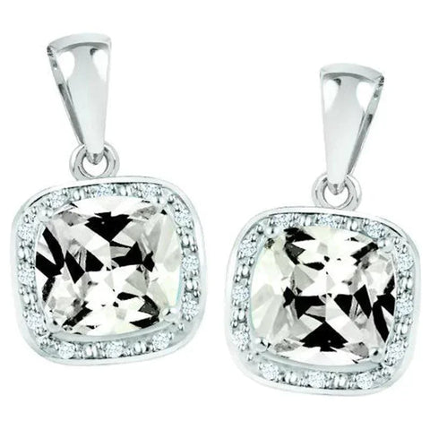 April Birthstone Earring with Diamond Accent set in Sterling Silver
