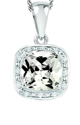 April Birthstone Pendant with Diamond Accent set in Sterling Silver